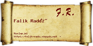 Falik Radó névjegykártya